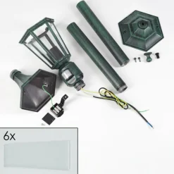 Luminaires Rustiques-hofstein Borne lumineuse Loria Vert, Noir, 1 lumière, Détecteur de mouvement