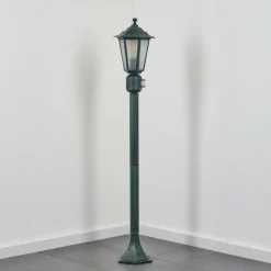 Luminaires Rustiques-hofstein Borne lumineuse Loria Vert, Noir, 1 lumière, Détecteur de mouvement