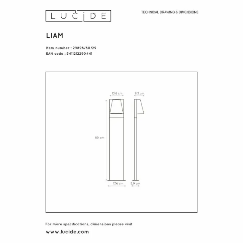 Luminaires Lucide Borne lumineuse Lucide LIAM Anthracite, 1 lumière