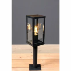 Lampes En Bois-Luminaires Lutec Borne lumineuse Lutec KARO Couleur bois, Noir, 1 lumière