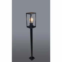 Lampes En Bois-Luminaires Lutec Borne lumineuse Lutec KARO Couleur bois, Noir, 1 lumière