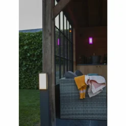 Luminaires Lutec Borne lumineuse Lutec QUBO LED Anthracite, 1 lumière, Changeur de couleurs