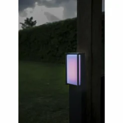 Luminaires Lutec Borne lumineuse Lutec QUBO LED Anthracite, 1 lumière, Changeur de couleurs