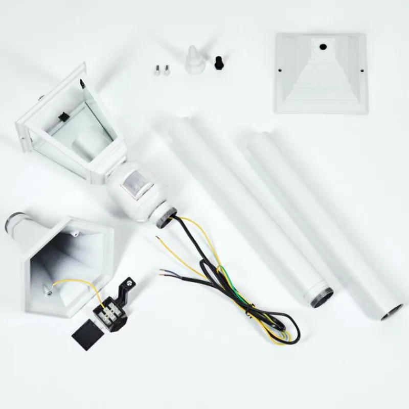 Luminaires Rustiques-hofstein Borne lumineuse Naofe Blanc, 1 lumière, Détecteur de mouvement