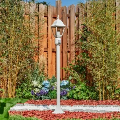 Luminaires Rustiques-hofstein Borne lumineuse Naofe Blanc, 1 lumière, Détecteur de mouvement