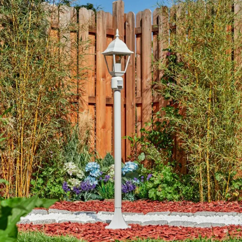 Luminaires Rustiques-hofstein Borne lumineuse Naofe Blanc, 1 lumière, Détecteur de mouvement