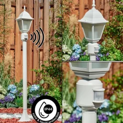 Luminaires Rustiques-hofstein Borne lumineuse Naofe Blanc, 1 lumière, Détecteur de mouvement