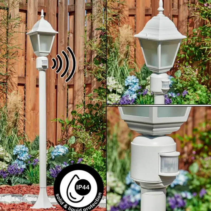 Luminaires Rustiques-hofstein Borne lumineuse Naofe Blanc, 1 lumière, Détecteur de mouvement