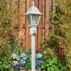 Luminaires Rustiques-hofstein Borne lumineuse Naofe Blanc, 1 lumière, Détecteur de mouvement