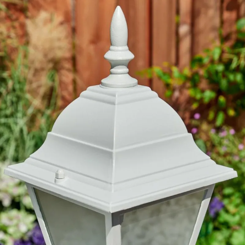 Luminaires Rustiques-hofstein Borne lumineuse Naofe Blanc, 1 lumière, Détecteur de mouvement