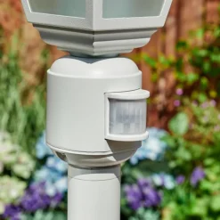 Luminaires Rustiques-hofstein Borne lumineuse Naofe Blanc, 1 lumière, Détecteur de mouvement