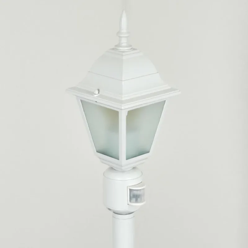 Luminaires Rustiques-hofstein Borne lumineuse Naofe Blanc, 1 lumière, Détecteur de mouvement