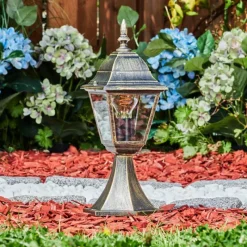 Luminaires Rustiques-hofstein Borne lumineuse Naofe Brun, Or, 1 lumière