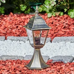 Luminaires Rustiques-hofstein Borne lumineuse Naofe Brun, Or, 1 lumière