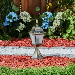 Luminaires Rustiques-hofstein Borne lumineuse Naofe Brun, Or, 1 lumière