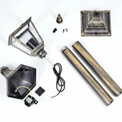 Luminaires Rustiques-hofstein Borne lumineuse Naofe Brun, Or, 1 lumière