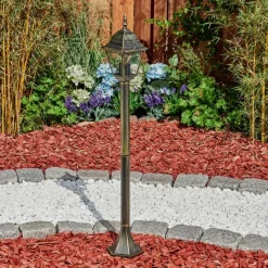 Luminaires Rustiques-hofstein Borne lumineuse Naofe Brun, Or, 1 lumière