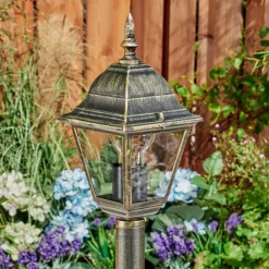 Luminaires Rustiques-hofstein Borne lumineuse Naofe Brun, Or, 1 lumière