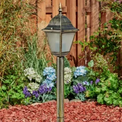 Luminaires Rustiques-hofstein Borne lumineuse Naofe Brun, Or, 1 lumière