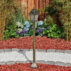 Luminaires Rustiques-hofstein Borne lumineuse Naofe Brun, Or, 1 lumière