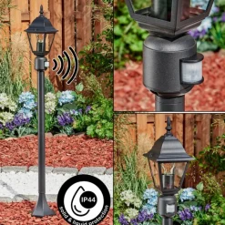 Luminaires Rustiques-hofstein Borne lumineuse Naofe Noir, 1 lumière, Détecteur de mouvement