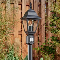 Luminaires Rustiques-hofstein Borne lumineuse Naofe Noir, 1 lumière, Détecteur de mouvement