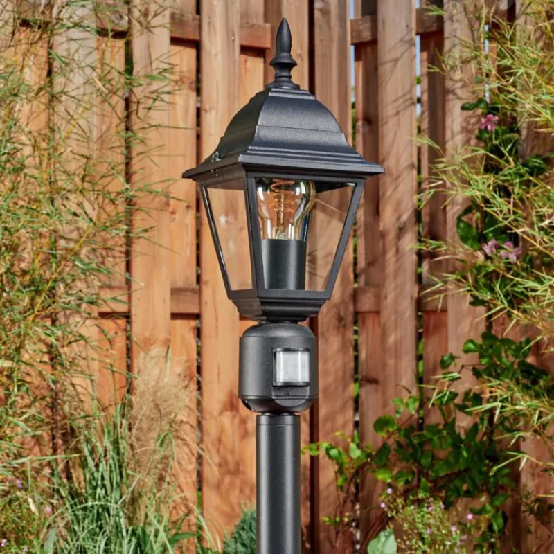 Luminaires Rustiques-hofstein Borne lumineuse Naofe Noir, 1 lumière, Détecteur de mouvement