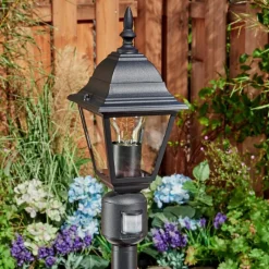 Luminaires Rustiques-hofstein Borne lumineuse Naofe Noir, 1 lumière, Détecteur de mouvement