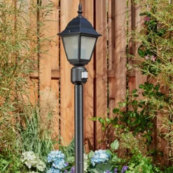 Luminaires Rustiques-hofstein Borne lumineuse Naofe Noir, 1 lumière, Détecteur de mouvement