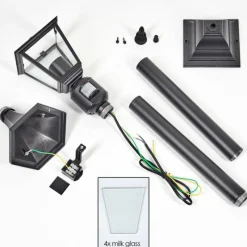 Luminaires Rustiques-hofstein Borne lumineuse Naofe Noir, 1 lumière, Détecteur de mouvement