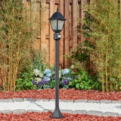 Luminaires Rustiques-hofstein Borne lumineuse Naofe Noir, 1 lumière, Détecteur de mouvement