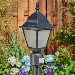 Luminaires Rustiques-hofstein Borne lumineuse Naofe Noir, 1 lumière, Détecteur de mouvement