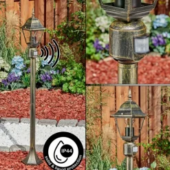 Luminaires Rustiques-hofstein Borne lumineuse Naofe Or, Noir, 1 lumière, Détecteur de mouvement