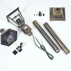 Luminaires Rustiques-hofstein Borne lumineuse Naofe Or, Noir, 1 lumière, Détecteur de mouvement