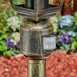 Luminaires Rustiques-hofstein Borne lumineuse Naofe Or, Noir, 1 lumière, Détecteur de mouvement