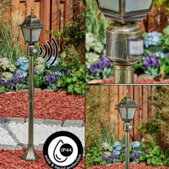 Luminaires Rustiques-hofstein Borne lumineuse Naofe Or, Noir, 1 lumière, Détecteur de mouvement