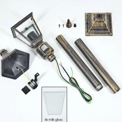 Luminaires Rustiques-hofstein Borne lumineuse Naofe Or, Noir, 1 lumière, Détecteur de mouvement