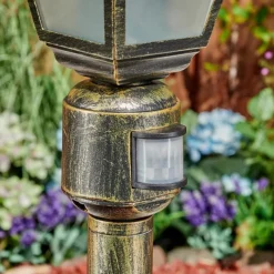 Luminaires Rustiques-hofstein Borne lumineuse Naofe Or, Noir, 1 lumière, Détecteur de mouvement