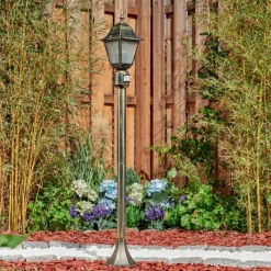 Luminaires Rustiques-hofstein Borne lumineuse Naofe Or, Noir, 1 lumière, Détecteur de mouvement