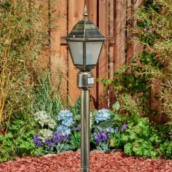 Luminaires Rustiques-hofstein Borne lumineuse Naofe Or, Noir, 1 lumière, Détecteur de mouvement