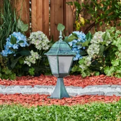 Luminaires Rustiques-hofstein Borne lumineuse Naofe Vert, Noir, 1 lumière