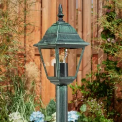 Luminaires Rustiques-hofstein Borne lumineuse Naofe Vert, Noir, 1 lumière