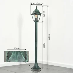 Luminaires Rustiques-hofstein Borne lumineuse Naofe Vert, Noir, 1 lumière