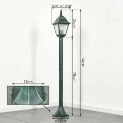 Luminaires Rustiques-hofstein Borne lumineuse Naofe Vert, Noir, 1 lumière