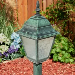 Luminaires Rustiques-hofstein Borne lumineuse Naofe Vert, Noir, 1 lumière