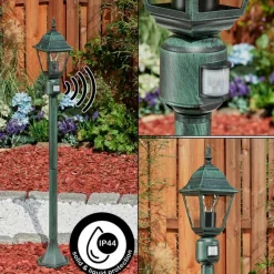 Luminaires Rustiques-hofstein Borne lumineuse Naofe Vert, Noir, 1 lumière, Détecteur de mouvement