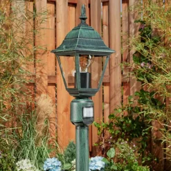 Luminaires Rustiques-hofstein Borne lumineuse Naofe Vert, Noir, 1 lumière, Détecteur de mouvement