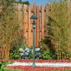 Luminaires Rustiques-hofstein Borne lumineuse Naofe Vert, Noir, 1 lumière, Détecteur de mouvement