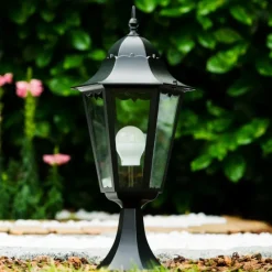 Luminaires Rustiques-hofstein Borne lumineuse noire Noir, Transparent, 1 lumière