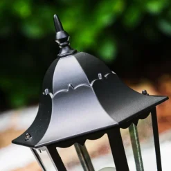 Luminaires Rustiques-hofstein Borne lumineuse noire Noir, Transparent, 1 lumière